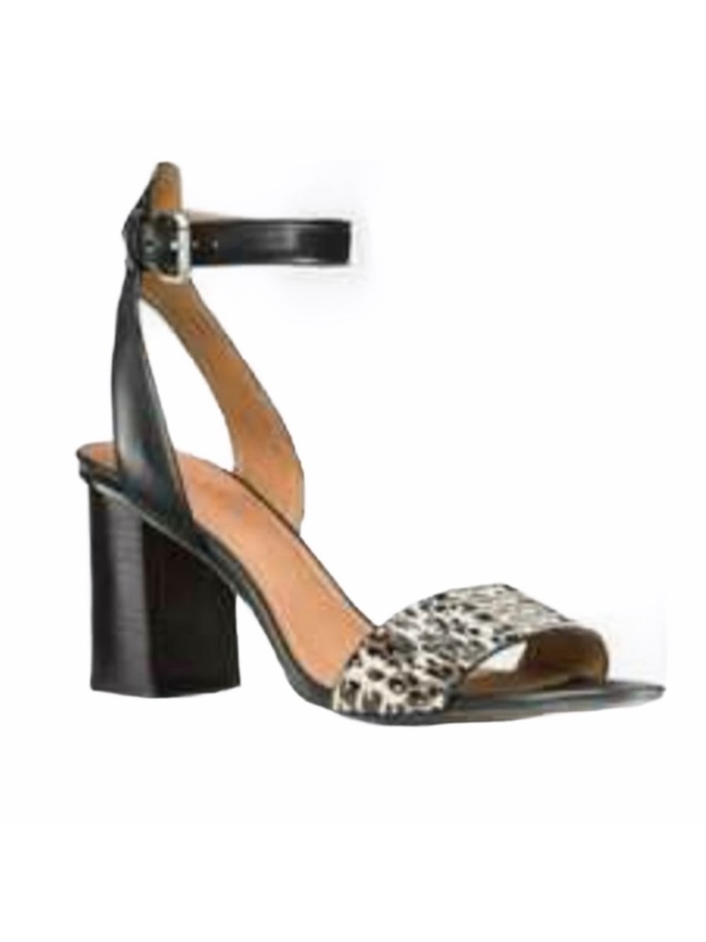 Coach Paige Leather and Black and White Snake Block Heel Sandals Size 5